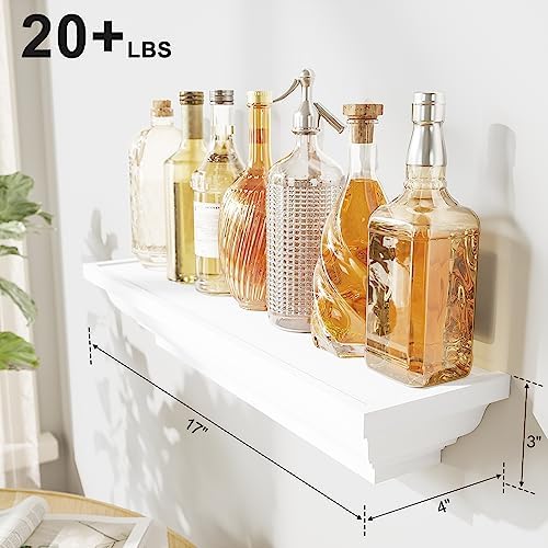 Alsonerbay Floating Shelves - 2 Pack White Rustic Wall Shelves