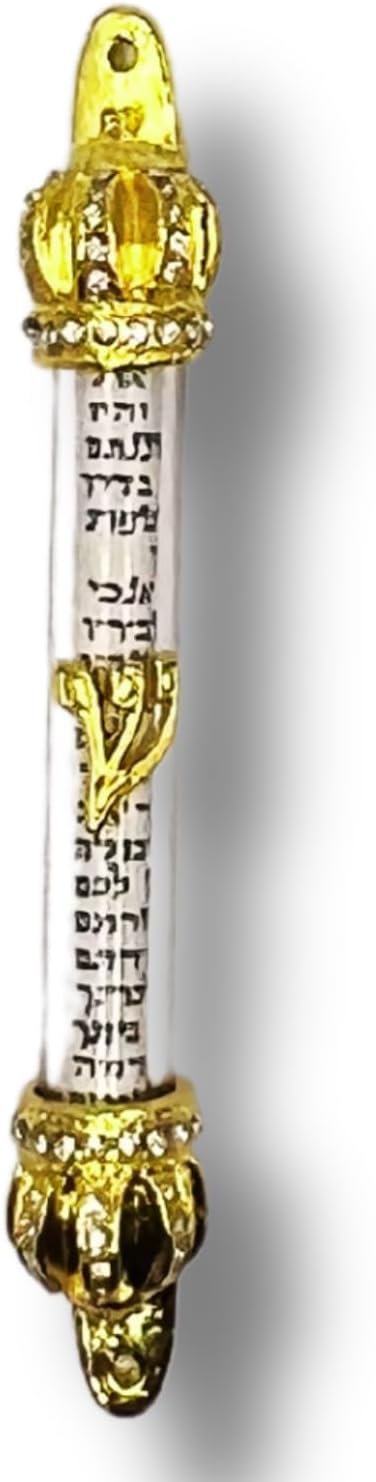 Royal Gold Crown Jewish Door Mezuzah with Scroll