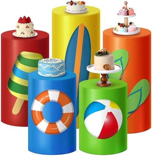 5 Pcs Summer Cylinder Stand Covers for Decor