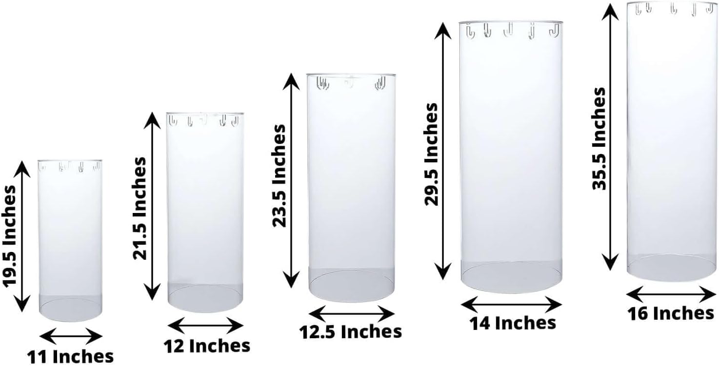 Clear Acrylic Cylinder Pedestal Display Stand Set of 5