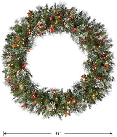 National Tree Company Pre-Lit Artificial Christmas Wreath 48 Inches