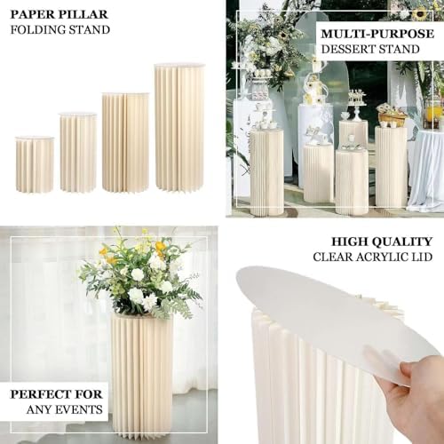 Efavormart 24 Inch Ivory Accordion Folding Pedestal Box