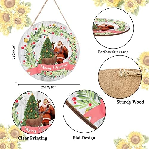 Funny Santa Claus and Reindeer Door Wreath 10x10in