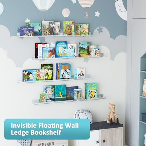 Albumgit 4 Pack Clear Floating Wall Shelves