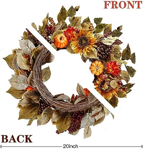 Sggvecsy Artificial Fall Wreath Autumn Decor
