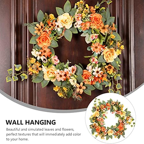 ABOOFAN Artificial Peony Wreath with Daisies and Green Leaves