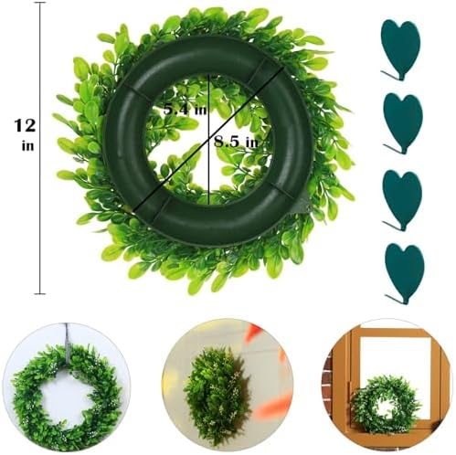 4 Pack Artificial Boxwood Wreaths 12 Inches