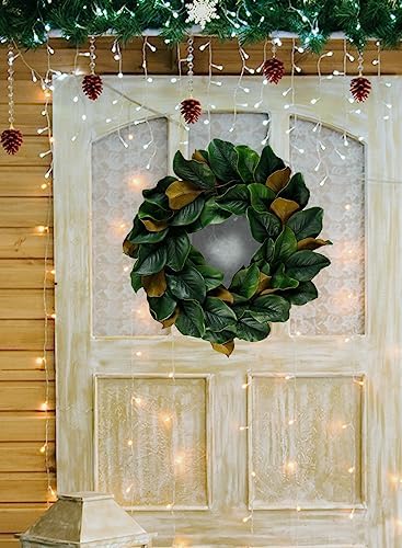 Serene Spaces Living Artificial Green Magnolia Leaf Wreath