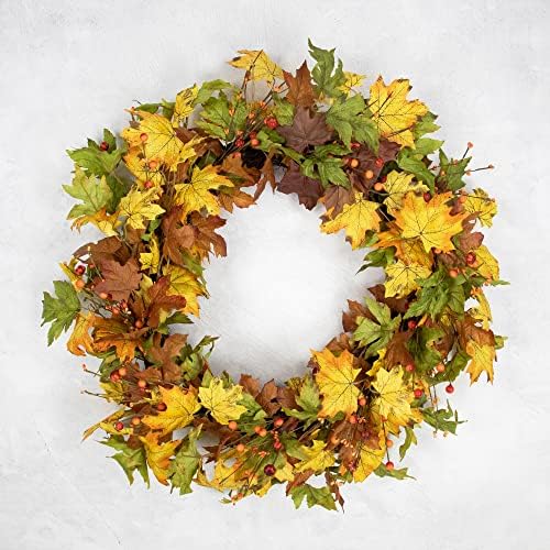 Northlight Berries and Twigs Artificial Thanksgiving Wreath Yellow 30-Inch