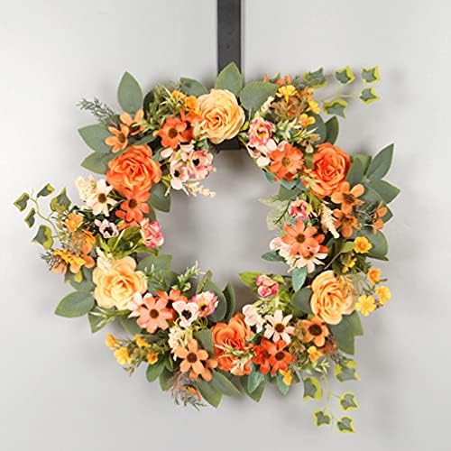 ABOOFAN Artificial Peony Wreath with Daisies and Green Leaves