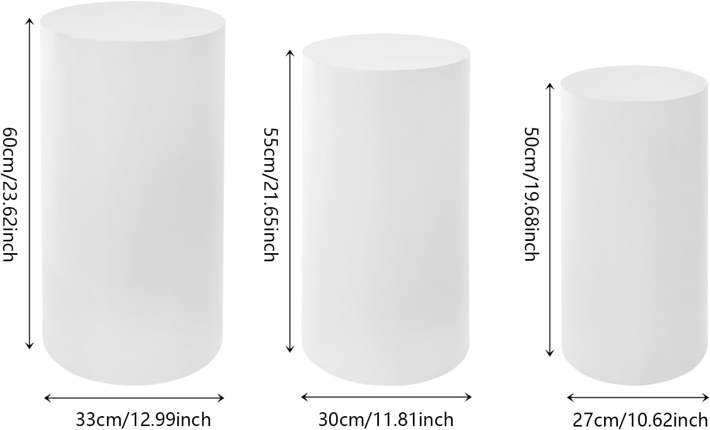 Elegant White Cylinder Pedestal Stand for Events