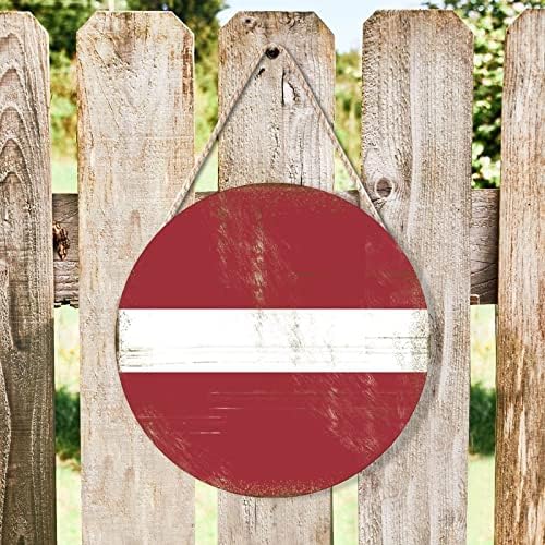 Farmhouse Front Door Hanger Latvia Flag Wood Sign
