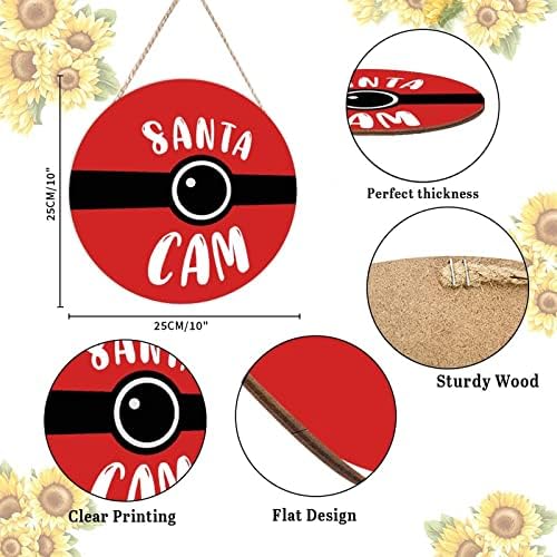 Farmhouse Door Hanger Red Funny Elf Surveillance Wood Sign