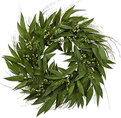 KK Interiors 30 Inch Green Berry Willow Leaves Wreath