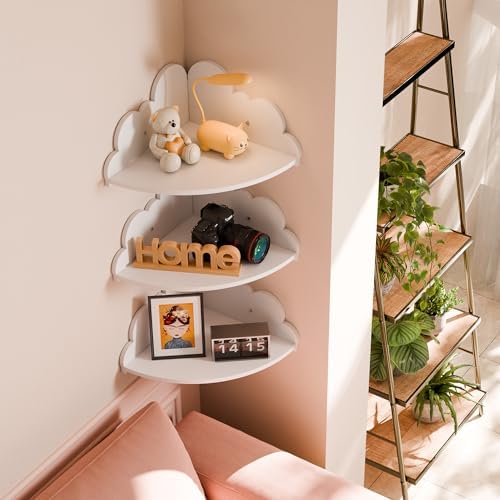 Beskadi Cloud Floating Corner Shelves Set of 3
