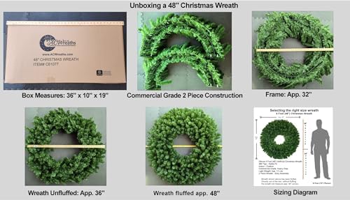48 Inch Incandescent Christmas Wreath with Red Bow