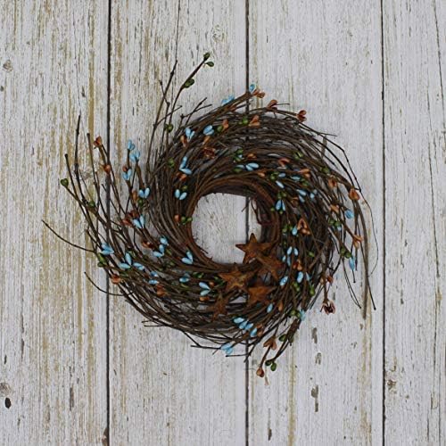 CVHOMEDECO Primitives Rustic Berries and Twig Wreath 7 Inch