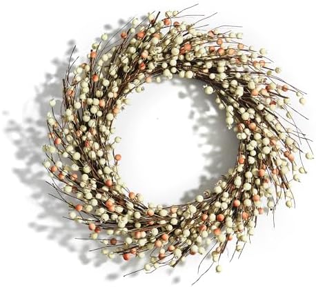 LampLust Cream Berry Grapevine Wreath for Front Door