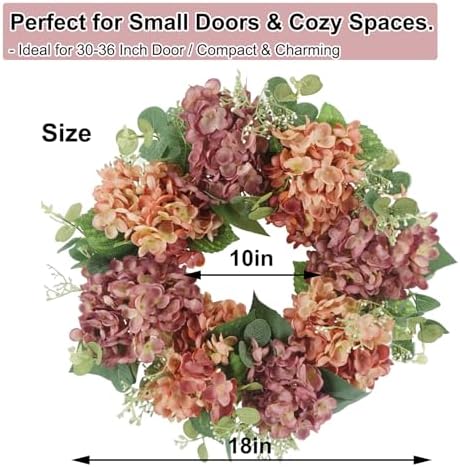 Hometrance 18 Inch Artificial Hydrangea Door Wreath