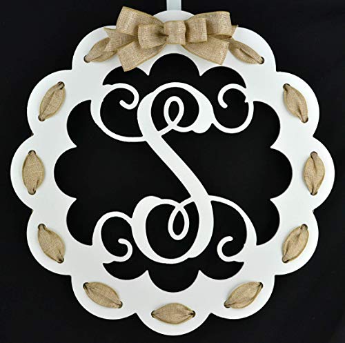 Burlap Monogram Door Wreath with Color Options