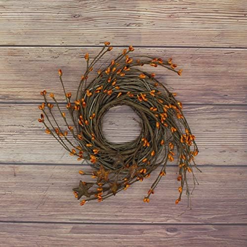 Primitives Rustic Wreath with Gold Barn Stars and Berries
