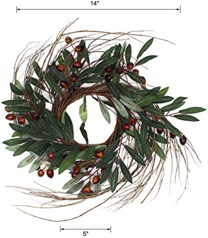 Rustic Country Artificial Olive Wreath 14 Inch