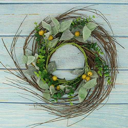 Rustic Country Artificial Lambs Ear Wreath 14 Inch