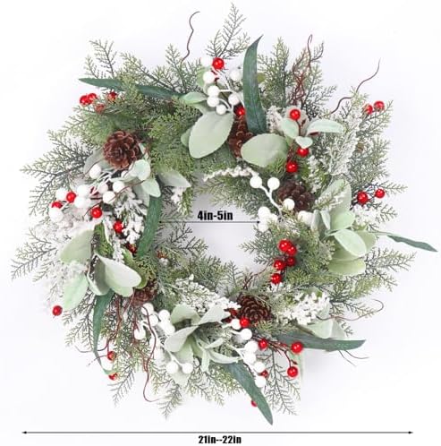 22 Inch Artificial Christmas Wreath with Pinecone and Berries
