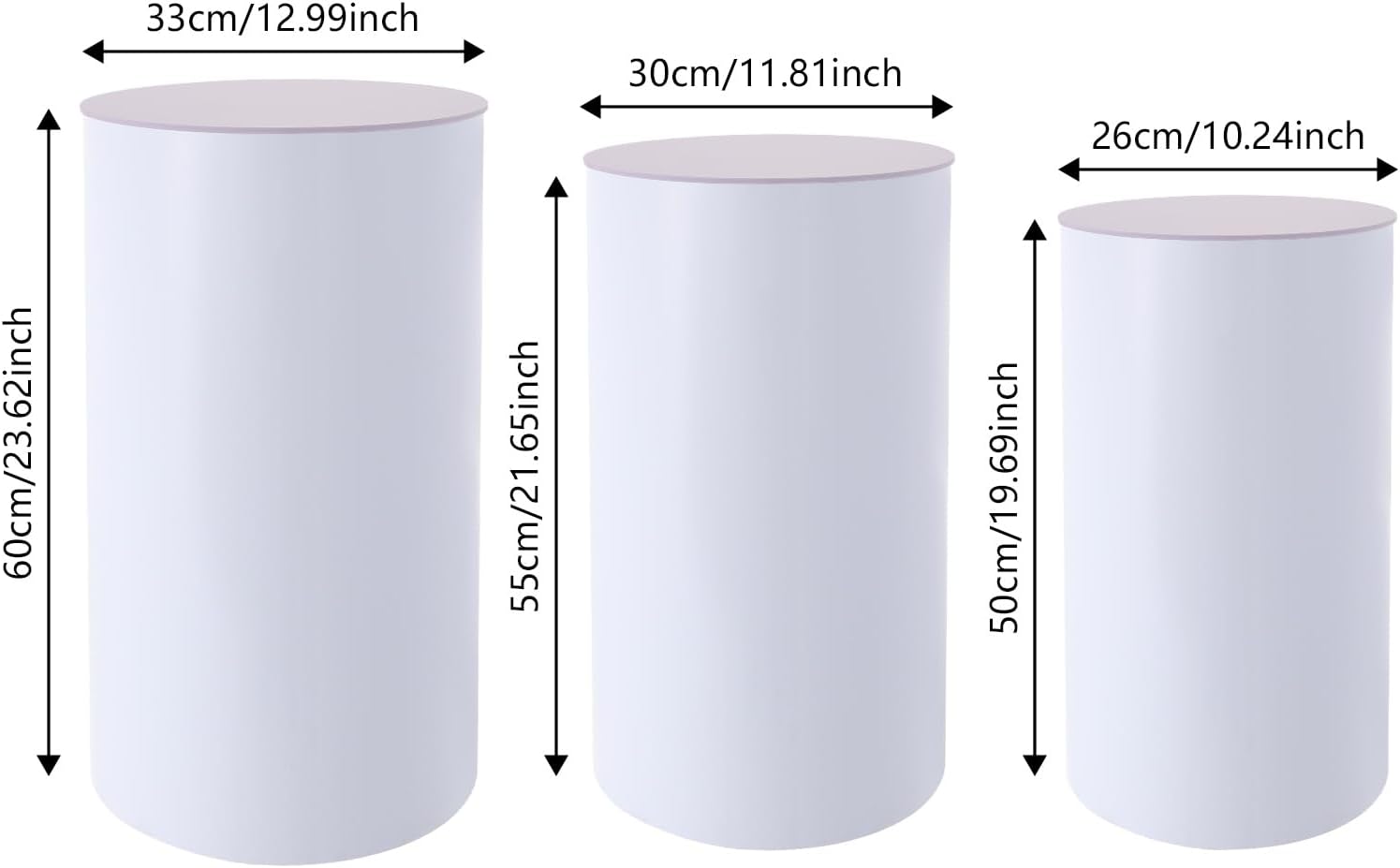 3pcs White Cylinder Display Pedestal Stand for Parties