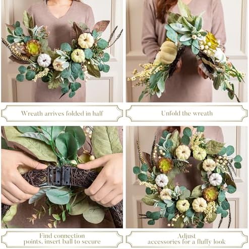 Valery Madelyn Fall Wreath with Light for Front Door