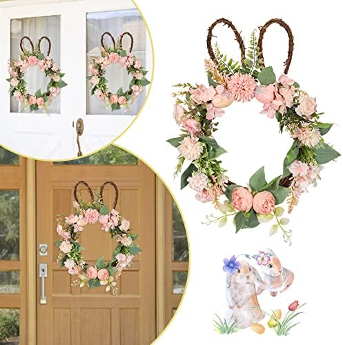 Cakina Easter Front Door Rustic Spring Decor Wreath Sign