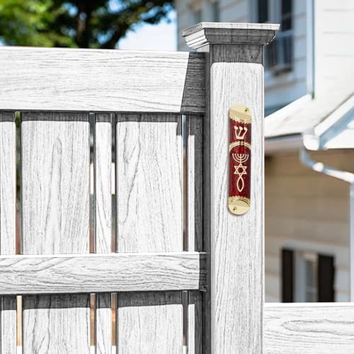 MrMrKura Red Metal Mezuzah with Scroll for Door