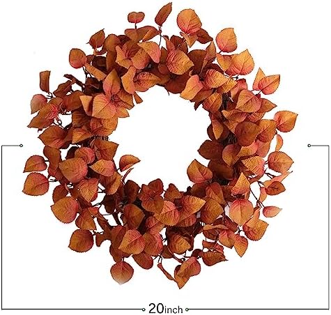 20 Inch Artificial Fall Leaves Wreath for Autumn
