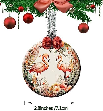 Ceramic Flamingos Christmas Wreath Ornament Decorations