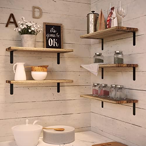 RICHER HOUSE Set of 5 Floating Shelves in Carbonized Black