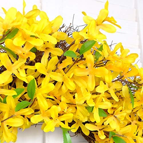 25 Inch Yellow Forsythia Spring Wreath for Front Door