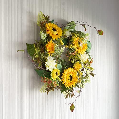 22-Inch Artificial Sunflower Wreath for Home Decor