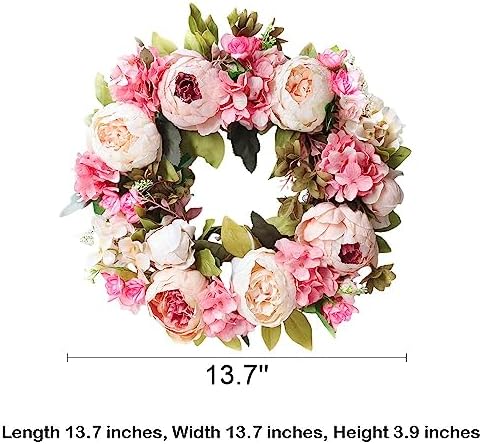 137 Inch Peony Flower Wreath for Home Office Decor