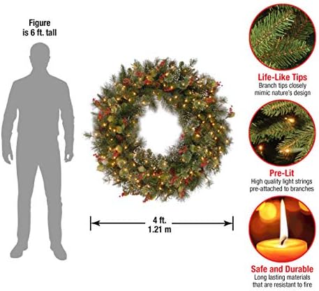 National Tree Company Pre-Lit Artificial Christmas Wreath 48 Inches