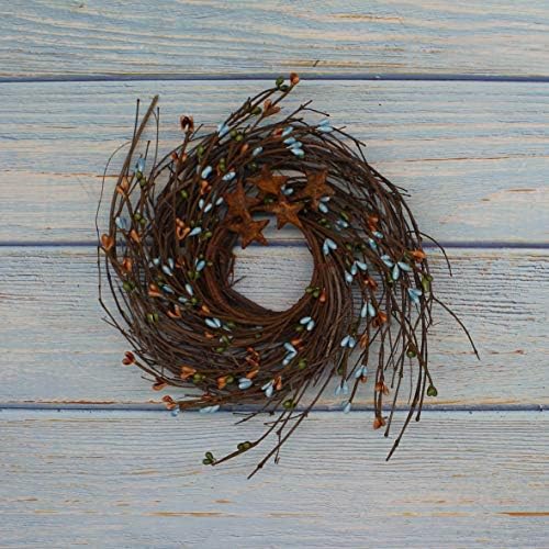CVHOMEDECO Primitives Rustic Berries and Twig Wreath 7 Inch