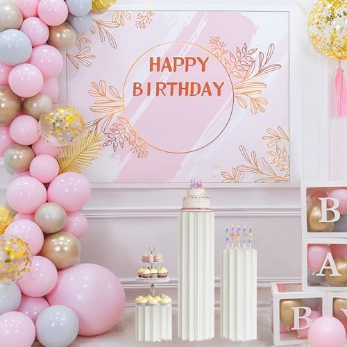 3 Pcs White Cylinder Display Stands for Events