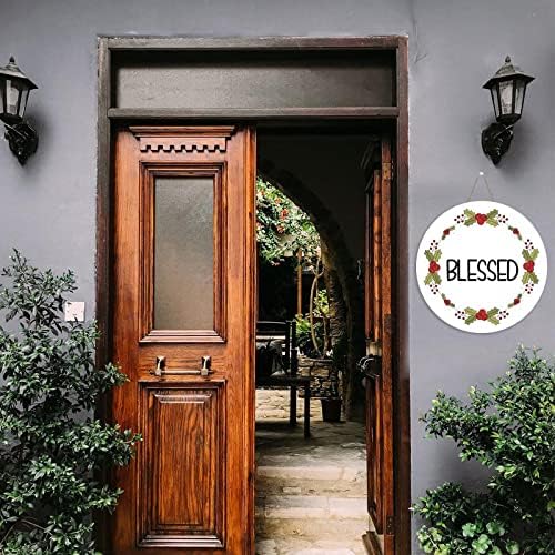 Mutilovely 12 Inch Round Wooden Welcome Door Hanger