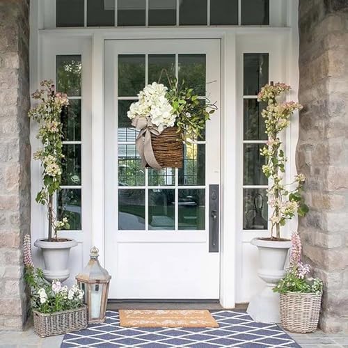 Cream Hydrangea Door Wreath Basket Hanger