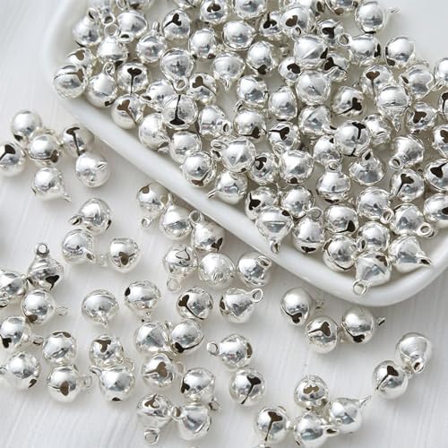 100 Mini Silver Bells 12mm for Decorating