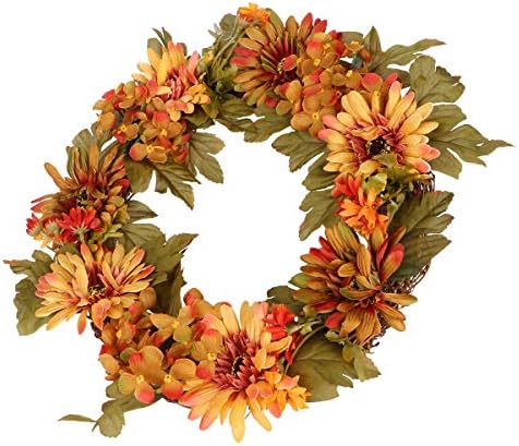 ABOOFAN Artificial Hydrangea Wreath for Halloween and Thanksgiving