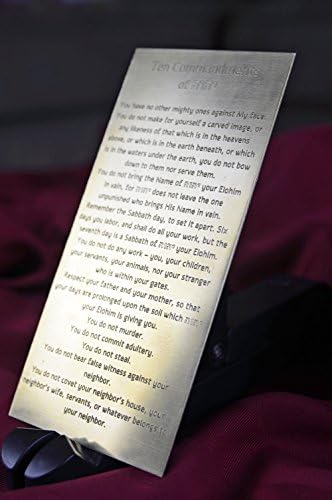 10 Commandments Engraved on Solid Brass Plate