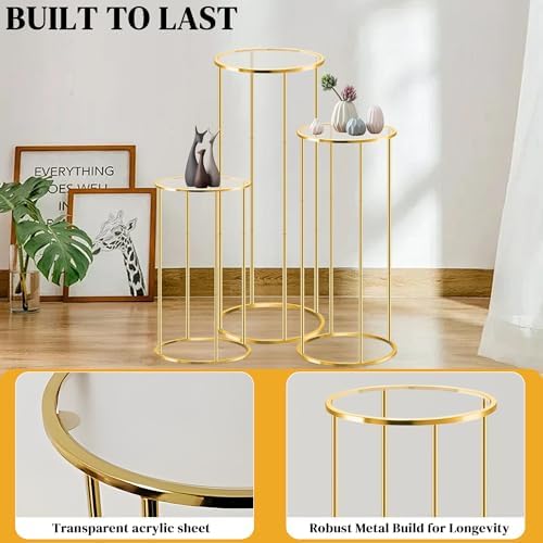 OIHYA 3PCS Gold Cylinder Plant Stand for Parties