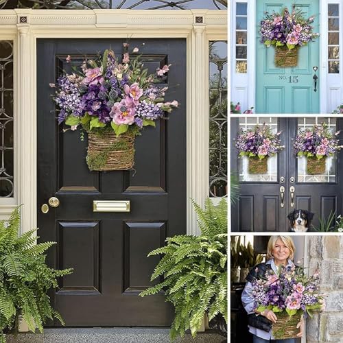 Hydrangea Door Hanging Basket Wreath Yellow