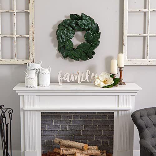 Nearly Natural 24 Inch Artificial Magnolia Leaf Wreath