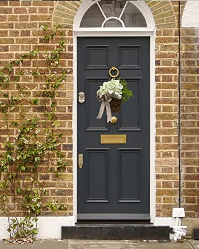 Cream Hydrangea Door Wreath Basket Hanger 1